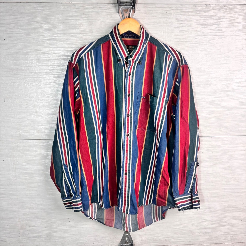 Vintage 90s Alexander Julian Striped Button Down Shirt Medium Multicolor